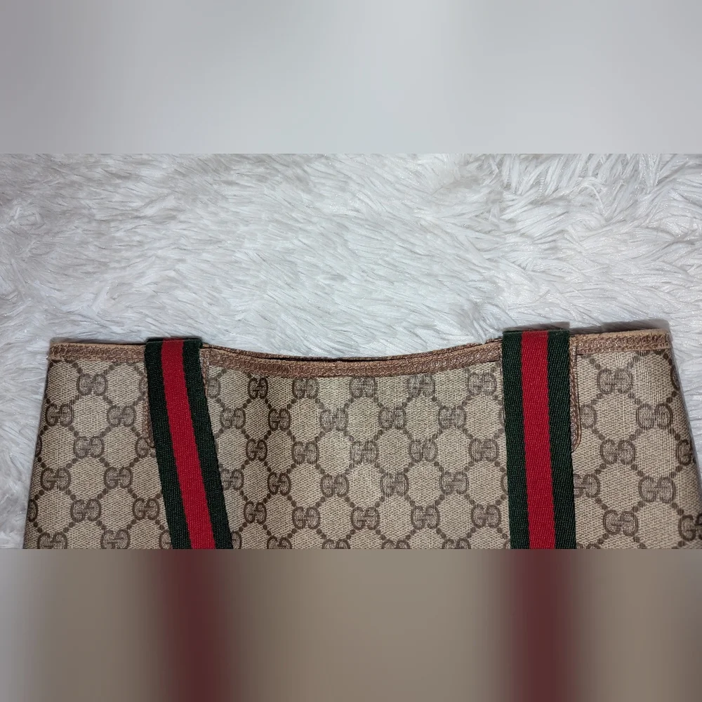 Gucci Ophidia Sherry Line Coated Canvas Tote Bag Brown Tan GUC - Picture 7 of 16